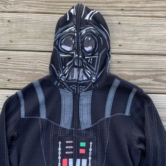 Star Wars Darth Vader Hoodie Full Zip Face Mask Black Youth Kids Size 2XL - Picture 2 of 5